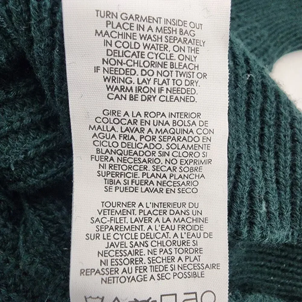 Cabi Women Pullover Sweater Small Green Knit Ruched Sleeve Cowl Neck Cotton 3532